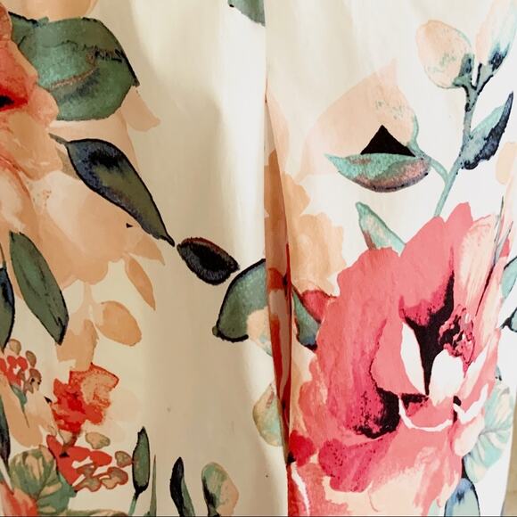 Adrienne Dress Tropical Floral On Off Shoulder Ruffle Neckline Sleeveless Small - Picture 14 of 15